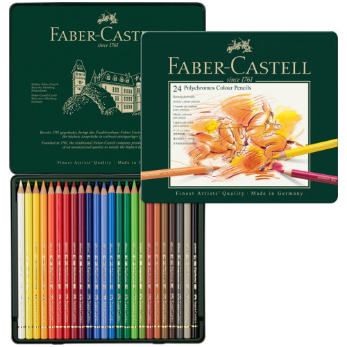 Карандаши цветные художественные Faber-Castell "Polychromos", 24 цв., заточен., метал. коробка