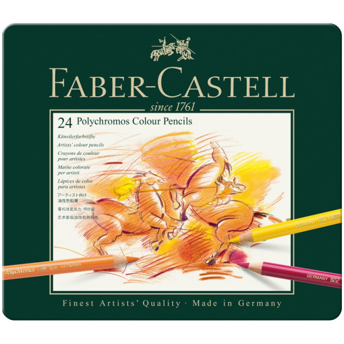 Карандаши цветные художественные Faber-Castell "Polychromos", 24 цв., заточен., метал. коробка