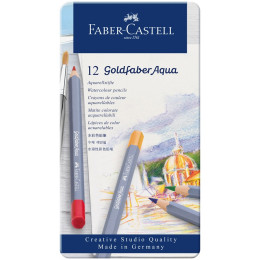 Карандаши акварельные художественные Faber-Castell "Goldfaber Aqua", 12 цв., метал. коробка